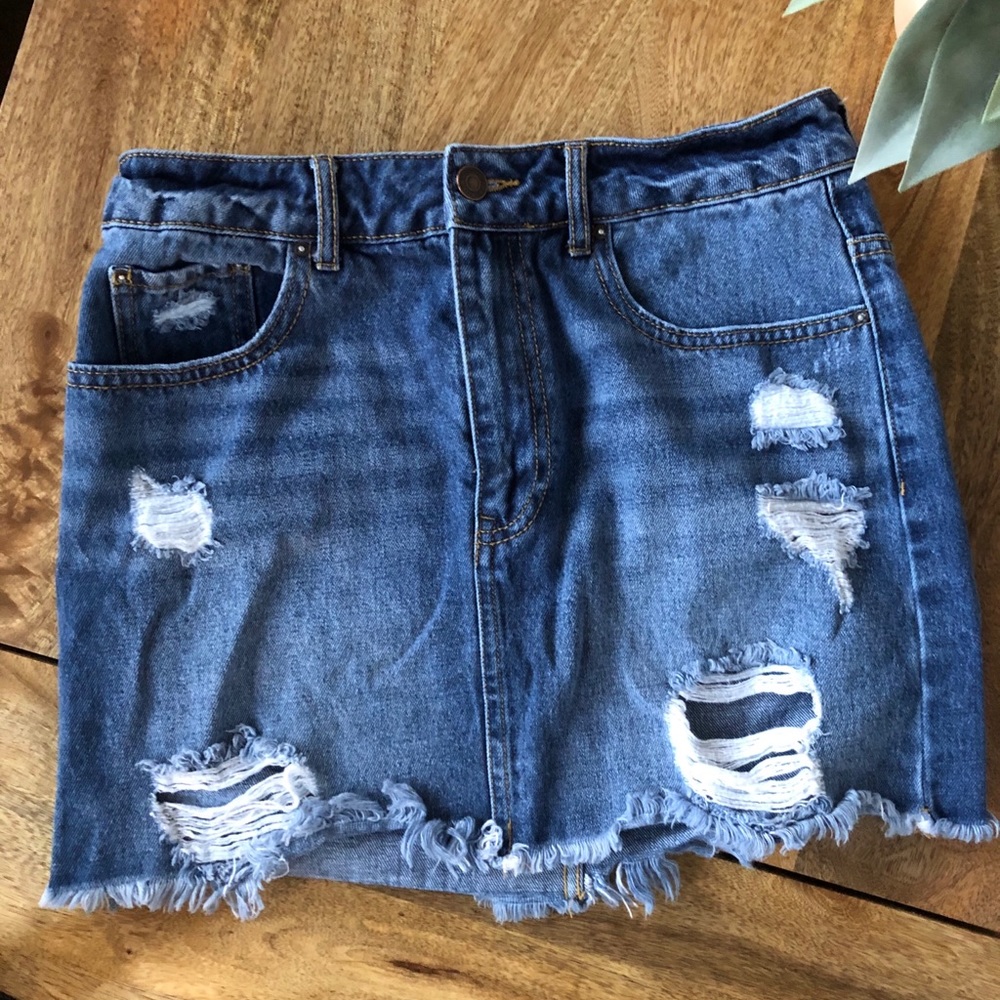High-Waisted Denim Mini Skirt